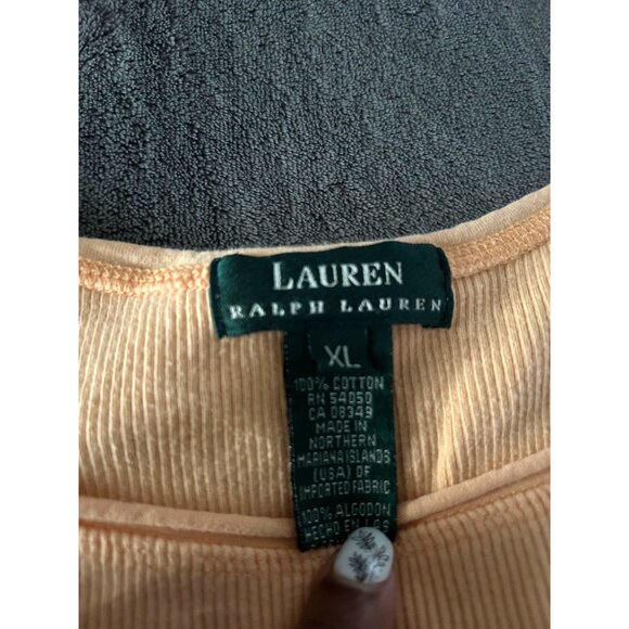 Vintage Lauren Ralph Lauren Womens XL Peach Ribbed Tank Top With Pocket - Picture 6 of 9